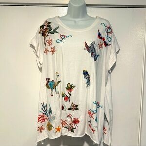 Johnny Was Embroidered Women's Top Sz Large EUC